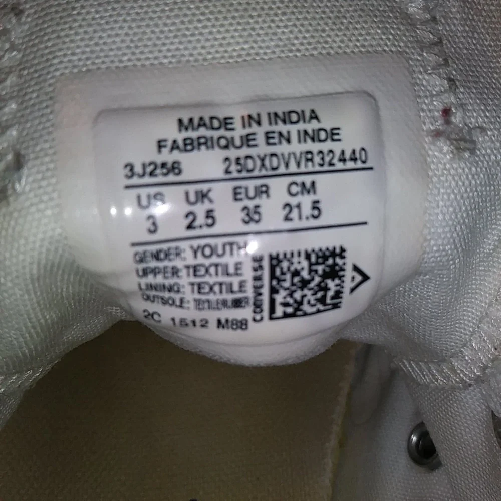 Converse low-top white sneakers size 3